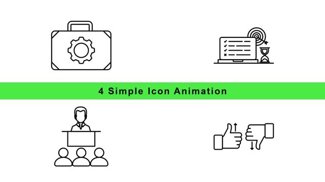 Cloud Security and Team Collaboration Icon Animation Set &ndash; Outline Draw-On Motion Graphics Loop