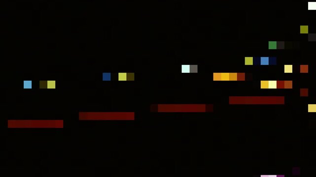 Digital Pixel Glitch Error Overlay with Colorful 8 Bit Code Block and 2D Flat Futuristic Gaming Effect