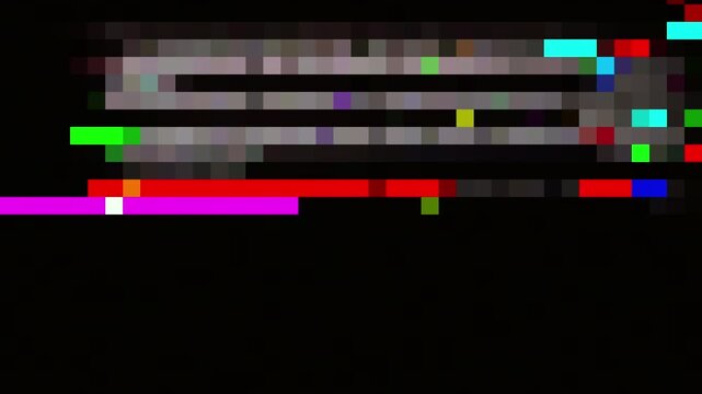 8Bit Pixel Code Block Glitch Error Overlay with Colorful 2D Flat Digital Effect for Gaming Video