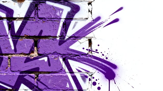 Purple graffiti on brick wall