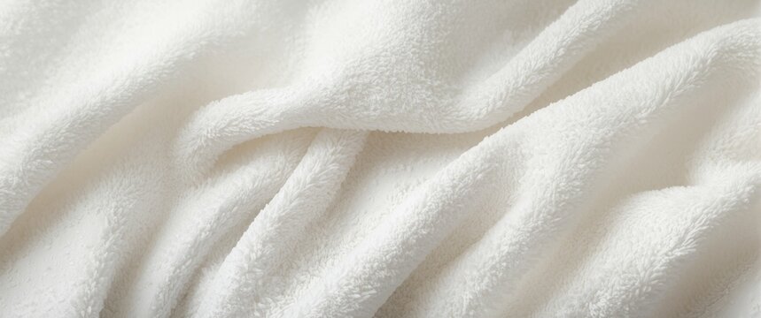 White lofty towel material texture backdrop with high key lighting and copy space