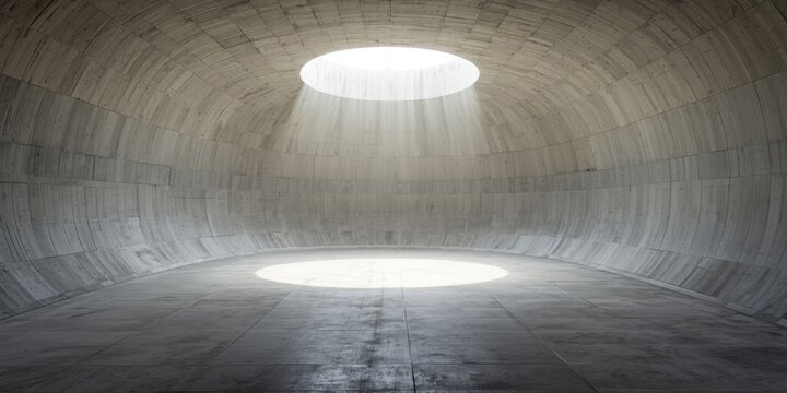 Empty cemented hollow space with smooth surface and bright lighting
