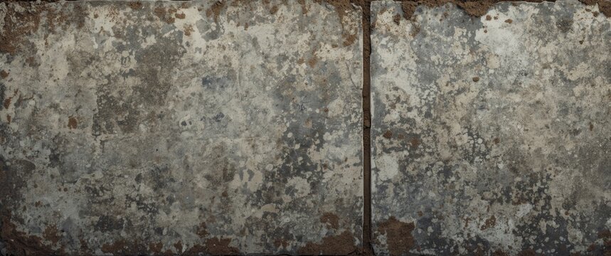 Concrete slab pavement with parallel groove textures and dirt filling, textured background with copy space
