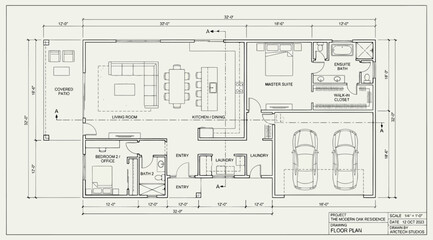 Obraz premium Architectural floor plan design for a modern residential house
