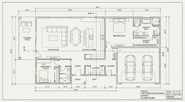 Architectural floor plan design for a modern residential house