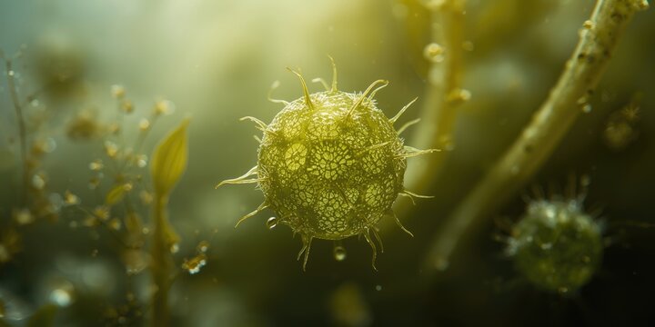 High magnification view of Micrasterias green algae emphasizing unique cell morphology