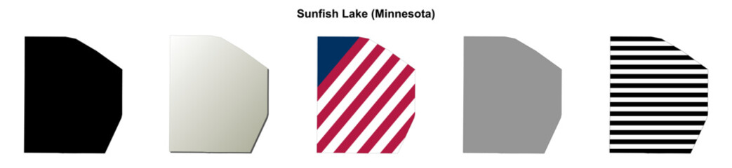 Fototapeta premium Sunfish Lake (Minnesota) blank outline map set