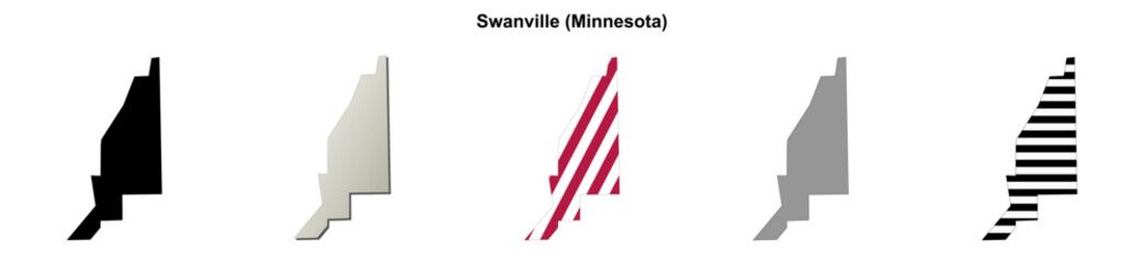 Fototapeta premium Swanville (Minnesota) blank outline map set