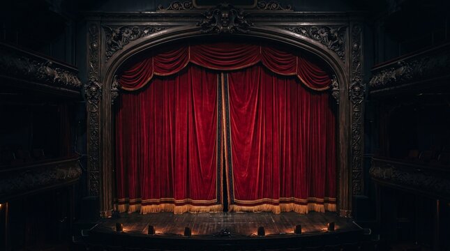 stage with red curtains