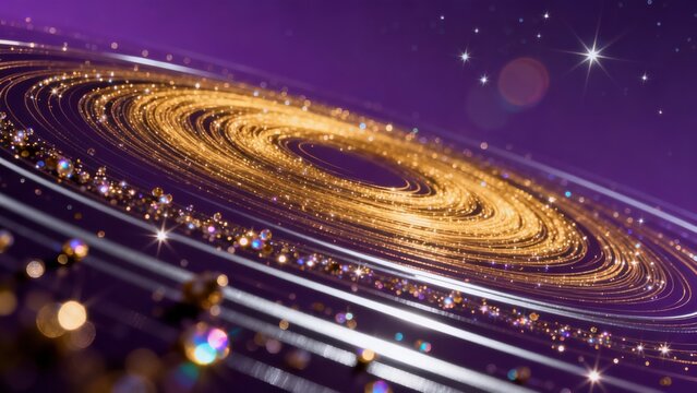 Golden spiral galaxy with stars