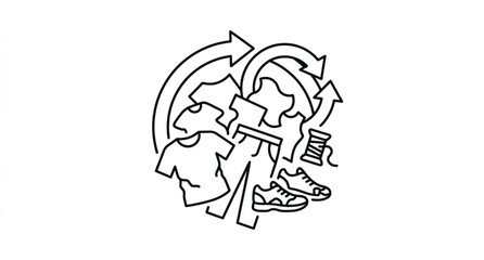 Naklejka premium Fashion and textile waste thin line icon vector design