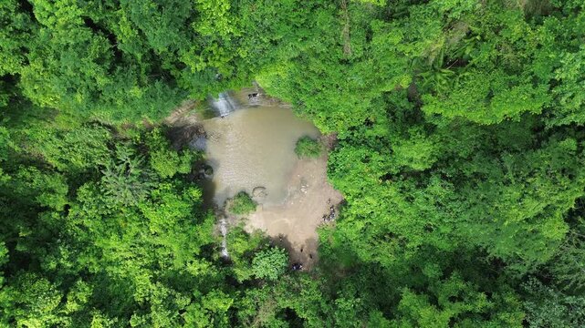 Sohosrodhara Waterfall Aerial Drone View in Sitakunda, Bangladesh 4k