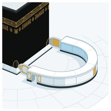 Kaaba and Mataf Islamic Pilgrimage Isometric Vector