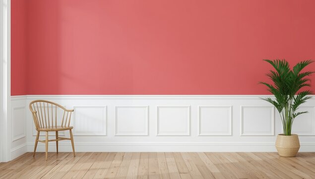 Vivid home decor featuring white chair rail and wainscoting on dining living room wall
