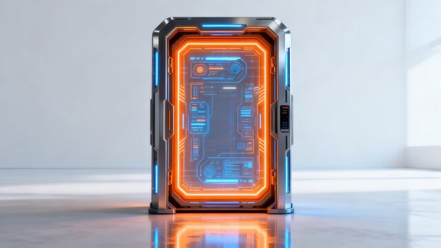 Futuristic glowing portal frame