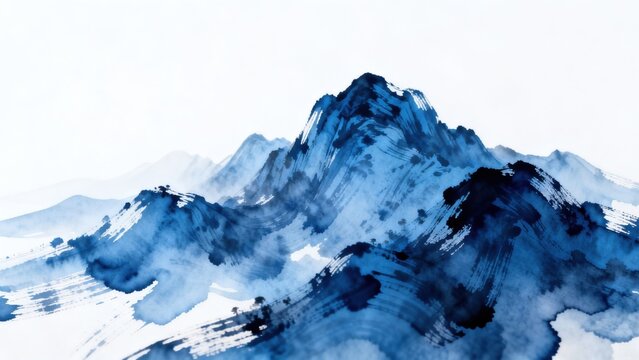 Blue ink mountain landscape