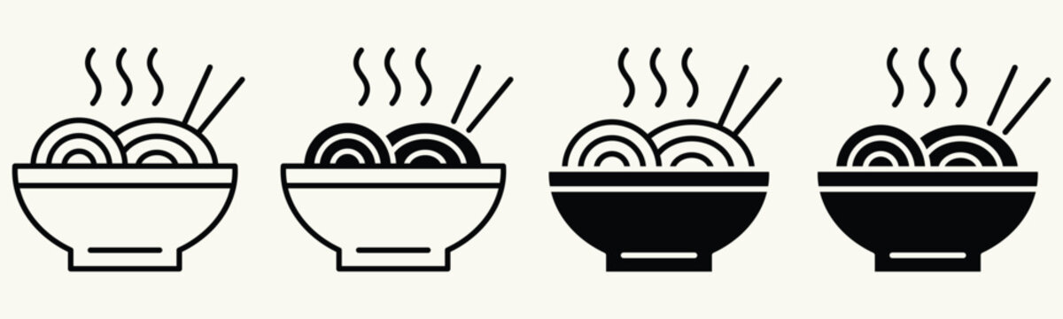 Hot Noodles Bowl with Chopsticks Elements Collection
