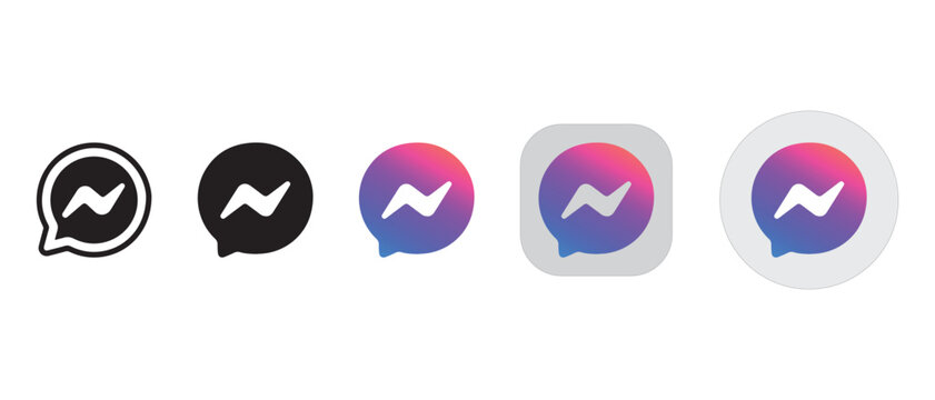 Facebook Messenger Logo Icons Collection for Instant Messaging and Social Communication Editorial Vector