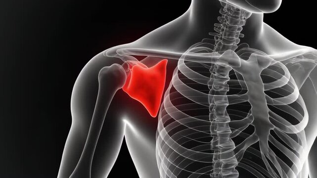 Subacromial Bursa Inflammation in Transparent Right Shoulder Medical Anatomy Visual