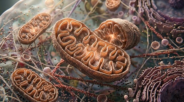 Mitochondria, biological cellular organelle, producing adenosine triphosphate energy, essential component within eukaryotic cellular respiration.