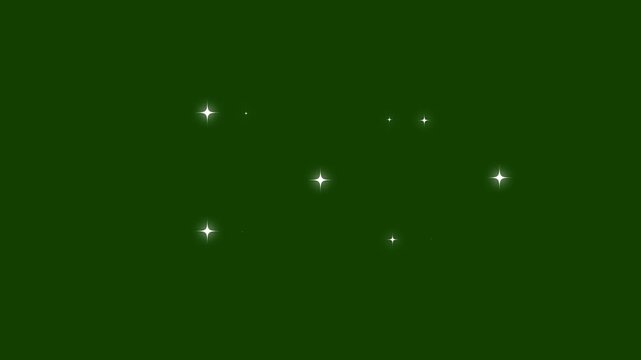 Twinkling stars animation, white cartoon, flat, vector, doodles stars. blinking light effect on transparent background. Shimmering light ,magic flash or glitter motion explosion effect. 4k
