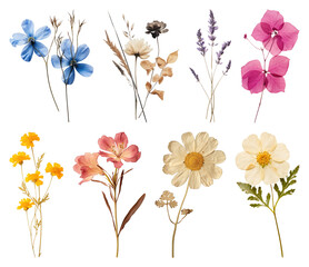 Fototapeta premium PNG Colorful pressed floral arrangement on transparent background