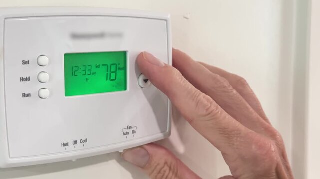 Energy Conservation Senior Man Raises Temperature ECU