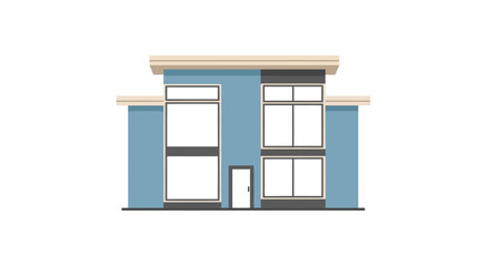 Obraz premium Modern Blue House with Large Windows and Flat Roof - Vector Illustration