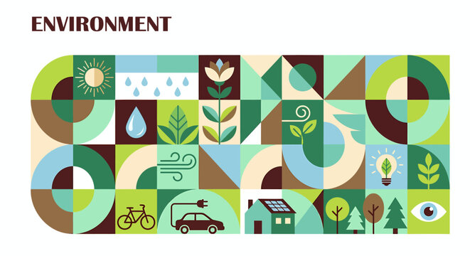 Eco-friendly Environment Concept with Sustainable Energy and Nature Icons