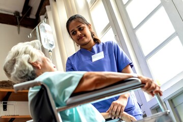 Obraz premium Nurse caring for elderly patient.