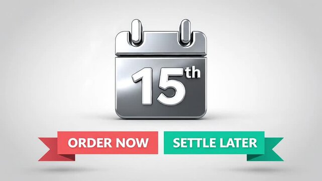 Fifteenth day calendar with order now and settle later options