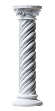 PNG of Elegant white marble column with a twisted design, showcasing classic architecture.