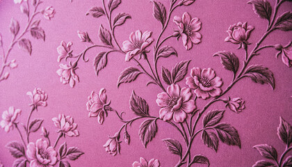 Vintage Pink Floral Wallpaper Texture - Textured Embossed Flower Pattern Background © AalisZavis Digital