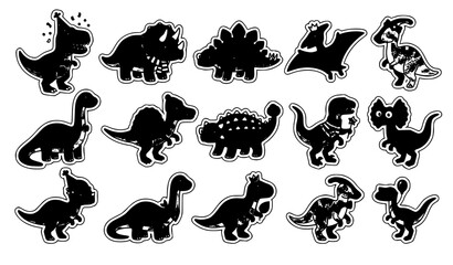 Cartoon Dinosaur Sticker Collection with Cute Prehistoric Character Designs Vector Set © MdMiraz