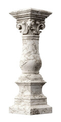 Fototapeta premium PNG of Elegant white marble column showcasing intricate classic design details.