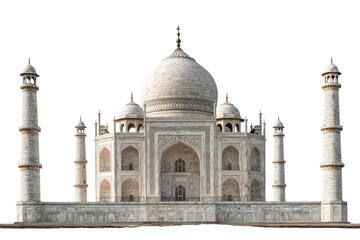 Fototapeta premium The taj mahal, iconic mausoleum in india isolated on transparent background.
