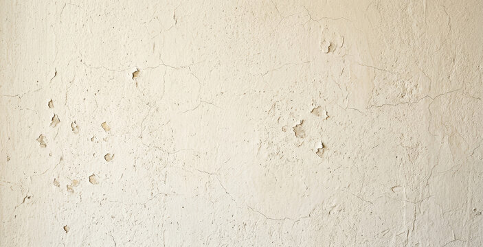 A textured wall featuring cracks and imperfections, showcasing a beige hue and wear over time, adding a rustic, aged appeal to the space.