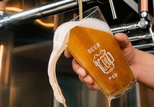 Draft Beer Pint Glass Mockup