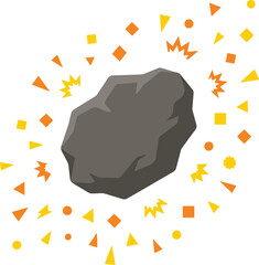 Large gray meteorite with fiery orange sparks in space © Joy Chandra Das 