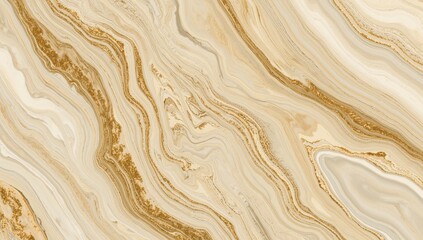 Obraz premium Swirled cream and gold marble background featuring flowing wavy lines and abstract texture with copy space