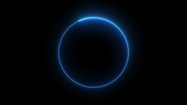 Cyan circle glow border concept on the transparent background. alpha channel, seamless loop, abstract glowing neon line cyan color circular lens animation neon light. 4k motion video.