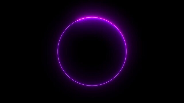 Cyan circle glow border concept on the transparent background. alpha channel, seamless loop, abstract glowing neon line cyan color circular lens animation neon light. 4k motion video.