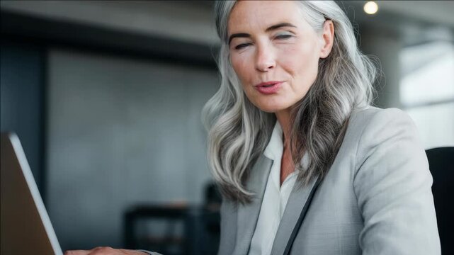 A young businesswoman sitting at her desk focusing on work using her laptop