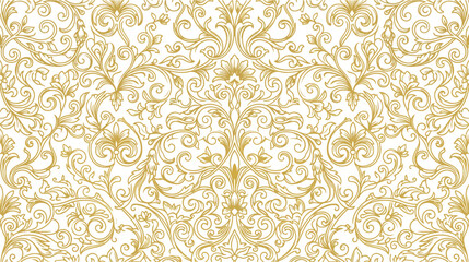 Fototapeta premium Elegant golden floral ornamental pattern on white background, vintage design element