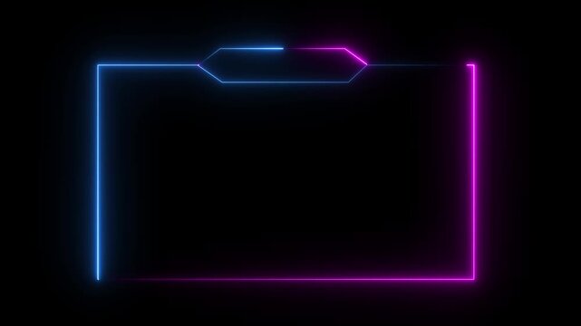 glowing neon text frame animation box frame neon frame overlay animation. Motion graphics of highlight text box concept