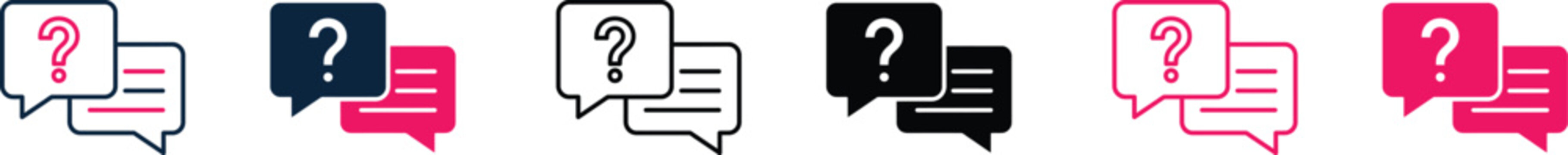 colorful chat icons with question marks on transparent background PNG