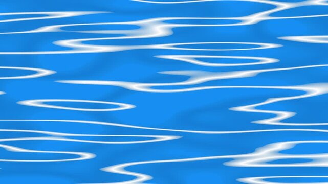 Pure blue cartoon water with light reflections and caustics on the surface, cartoon water surface light reflection, summer, Water animation video, water of sea animation video, 4k loop