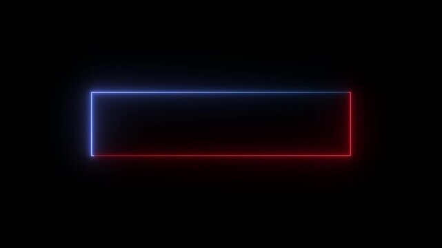 Dual Color Neon Rectangle Border purple and Green Glowing Frame on Black Background light.4k