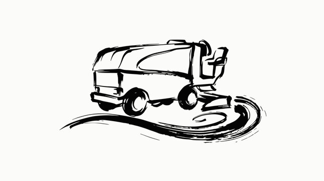 Artistic sketch of an ice resurfacer machine.