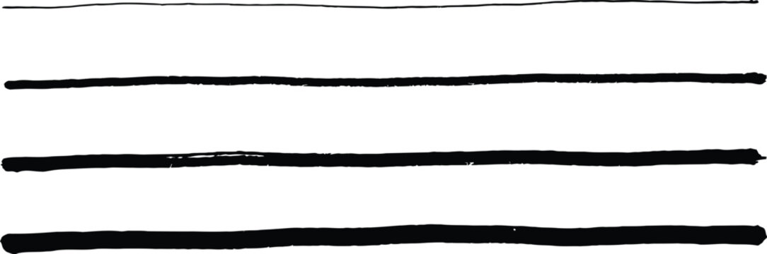 Hand drawn black ink horizontal lines set on paper texture